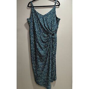 Nine Britton Abigail Green Teal Artsy Knit Midi Wrap Dress Women's 3X Sleeveless